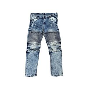 Bleeker & Mercer distressed Moto style jeans
